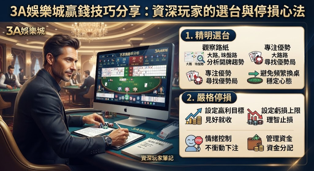 3A娛樂城贏錢技巧分享：資深玩家的選台與停損心法